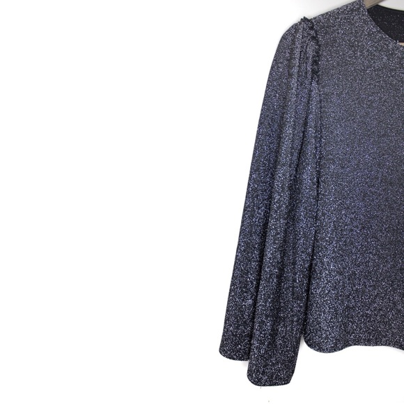 Express NWT Metallic Silver Kimono Sleeve Cropped Hem Top Medium - Picture 5 of 10